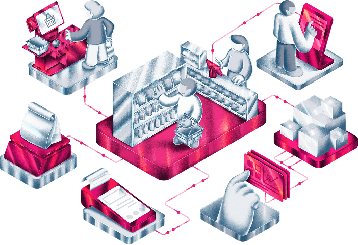 Visão geral do sistema para Mercados e Empórios